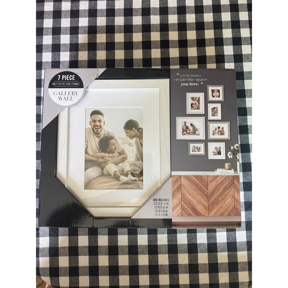 Kohl's Gallery Wall 7 Piece Matted Picture Frame Set White New Wood Grain Decor